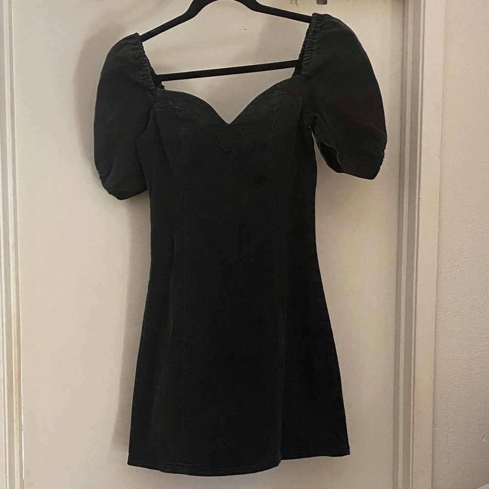 Urban Outfitters Black Puff Sleeve Mini Dress